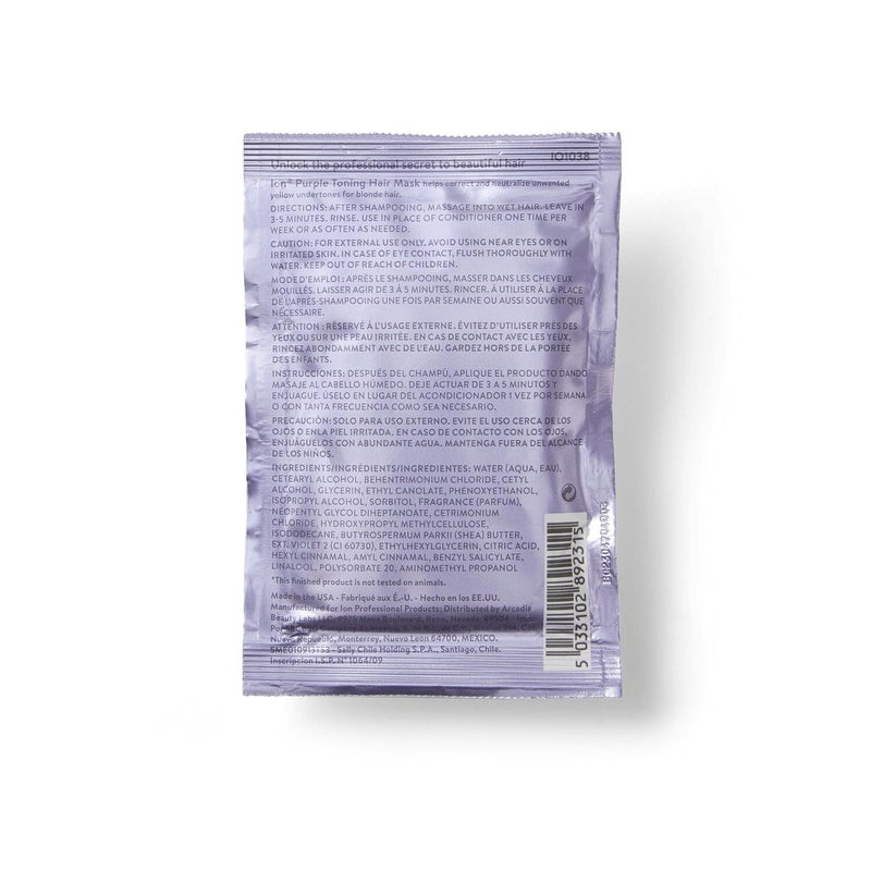 ION Purple Toning Mask for Blonde hair, corrects and neutralize unwanted yellow undertones 1 Oz - Image 2